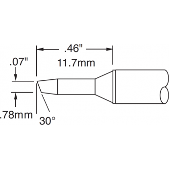 Жало паяльное METCAL коническое со скосом 30° 1.78 × 11.7 мм STTC-105