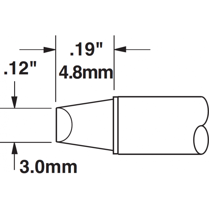 Жало паяльное клиновидное прямое METCAL для MX 45° 3.0 × 4.8 мм STTC-113