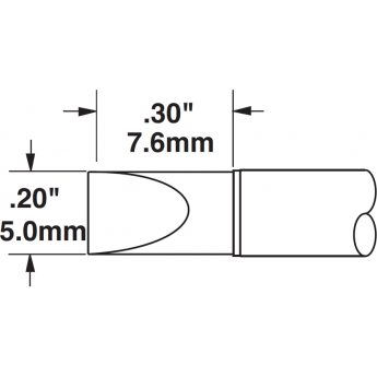 Жало паяльное клиновидное прямое METCAL для MX 5.0 × 7.6 мм STTC-117