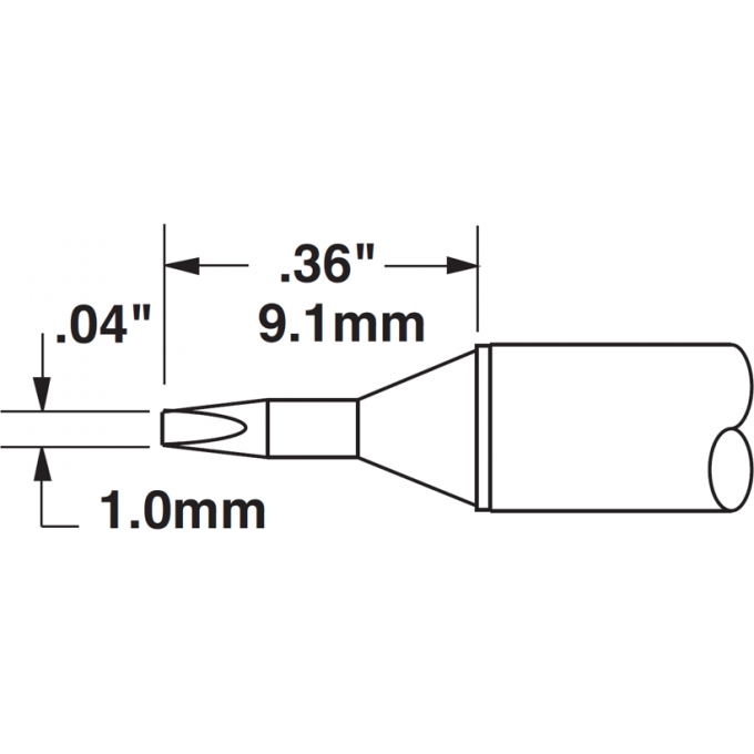 Жало паяльное клиновидное прямое METCAL для MX 1.0 × 9.1 мм STTC-125