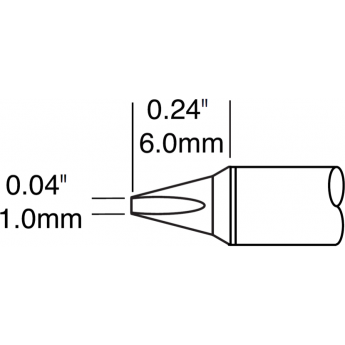 Жало паяльное клиновидное прямое METCAL для MX 1.0 × 6.5 мм STTC-125P