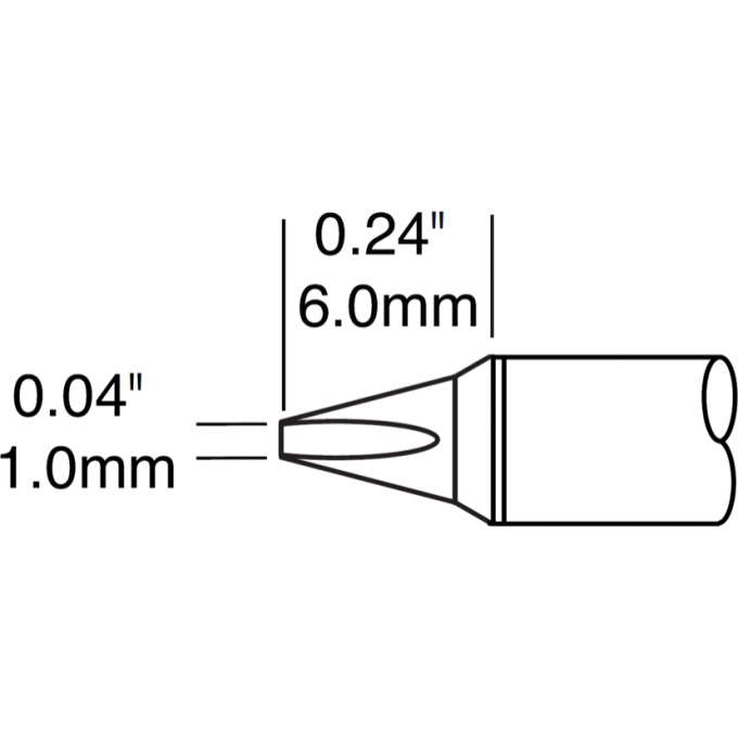 Жало паяльное клиновидное прямое METCAL для MX 1.0 × 6.5 мм STTC-125P