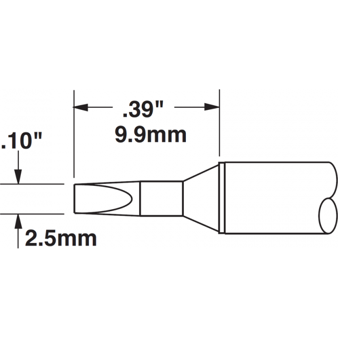 Жало паяльное клиновидное прямое METCAL для MX 2.5 × 9.9 мм STTC-136