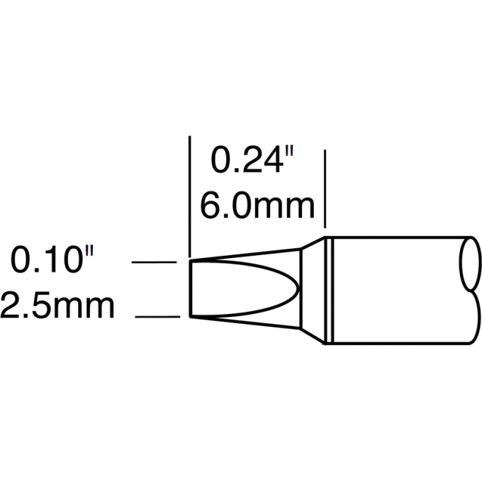 Жало паяльное METCAL для MX клиновидное прямое 2.5 × 6.0 мм STTC-136P