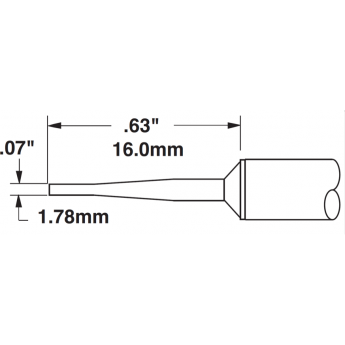 Жало паяльное клиновидное прямое удлиненное METCAL для MX 60° 1.78 × 16.0 мм STTC-142