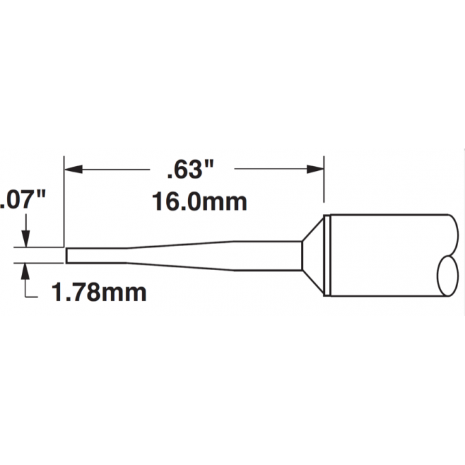 Жало паяльное клиновидное прямое удлиненное METCAL для MX 60° 1.78 × 16.0 мм STTC-142