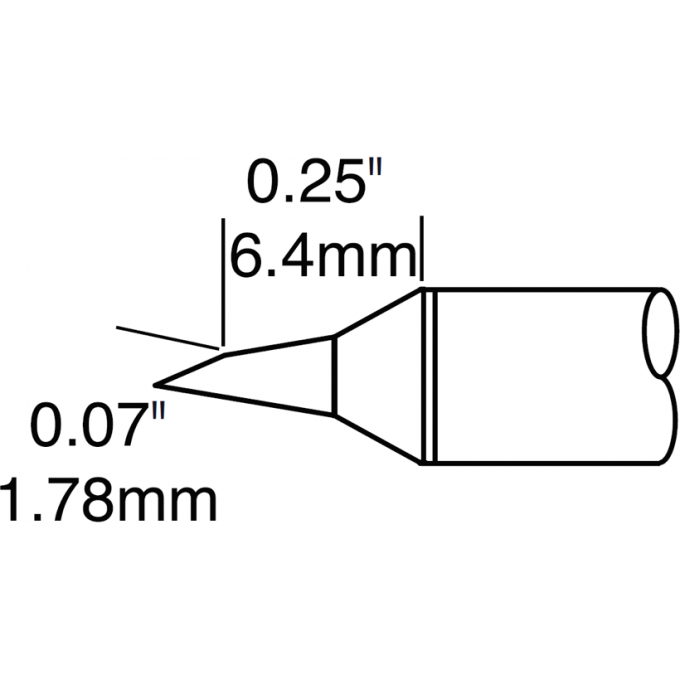 Жало паяльное коническое со скосом METCAL для MX 60° 1.78 × 6.4 мм STTC-147P