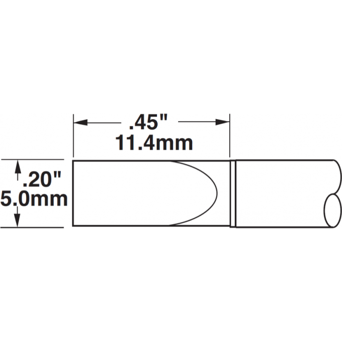 Жало паяльное клиновидное прямое METCAL для MX 5.0 × 11.4 мм STTC-165