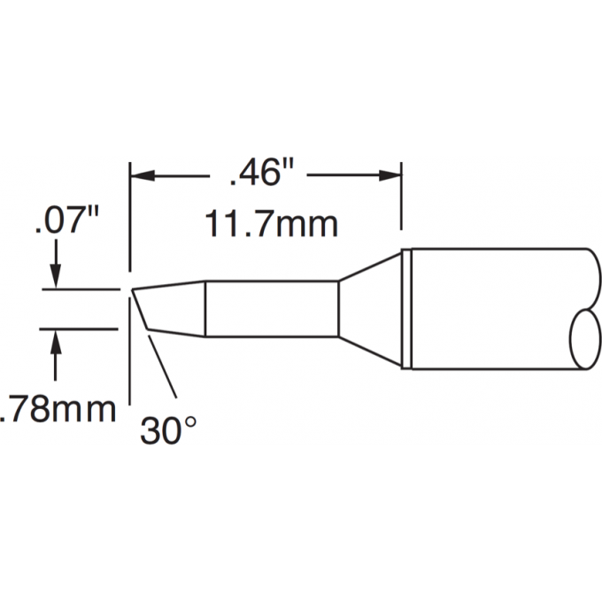 Жало паяльное METCAL MX коническое со скосом 30° 1.78 × 11.7 мм STTC-505