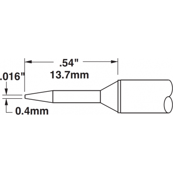 Жало паяльное коническое тонкое удлиненное METCAL для MX 0.4 × 13.7 мм STTC-506