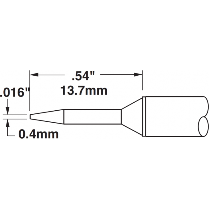 Жало паяльное коническое тонкое удлиненное METCAL для MX 0.4 × 13.7 мм STTC-506
