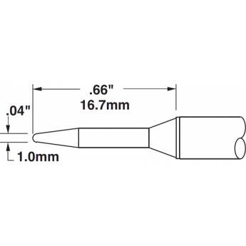 Жало паяльное коническое тонкое удлиненное METCAL для MX 1.0 × 16.7 мм STTC-507