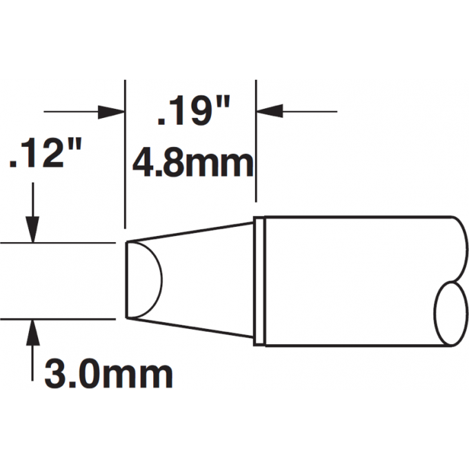 Жало паяльное клиновидное прямое METCAL для MX 45° 3.0 × 4.8 мм STTC-513