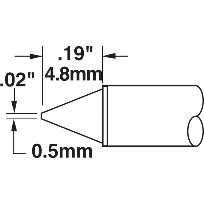 Жало паяльное коническое METCAL для MX 0.5 × 4.8 мм STTC-516