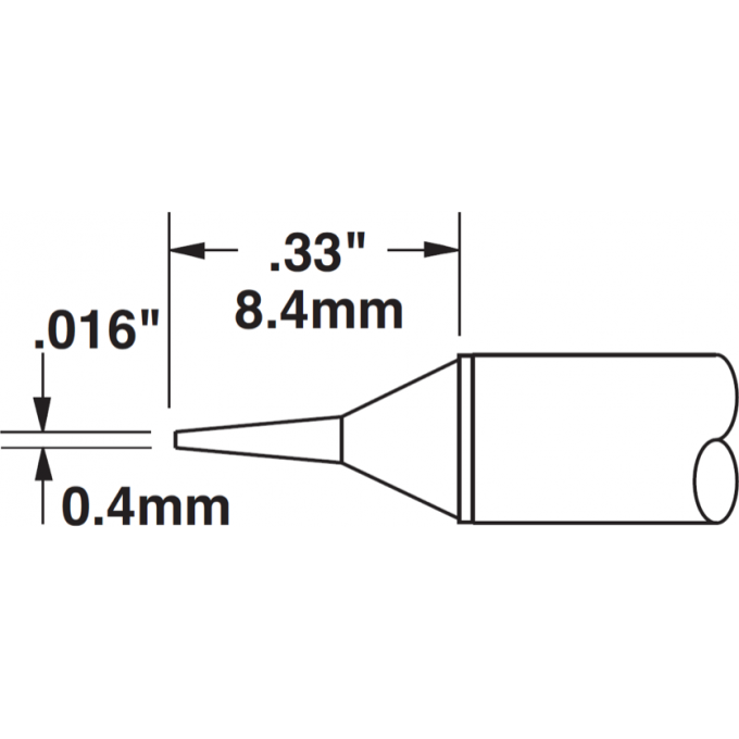 Жало паяльное коническое тонкое METCAL для MX 0.4 × 8.4 мм STTC-522