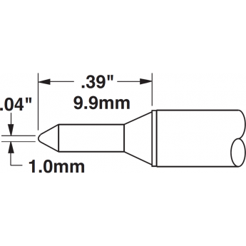 Жало паяльное коническое тонкое METCAL для MX 1.0 × 9.9 мм STTC-531