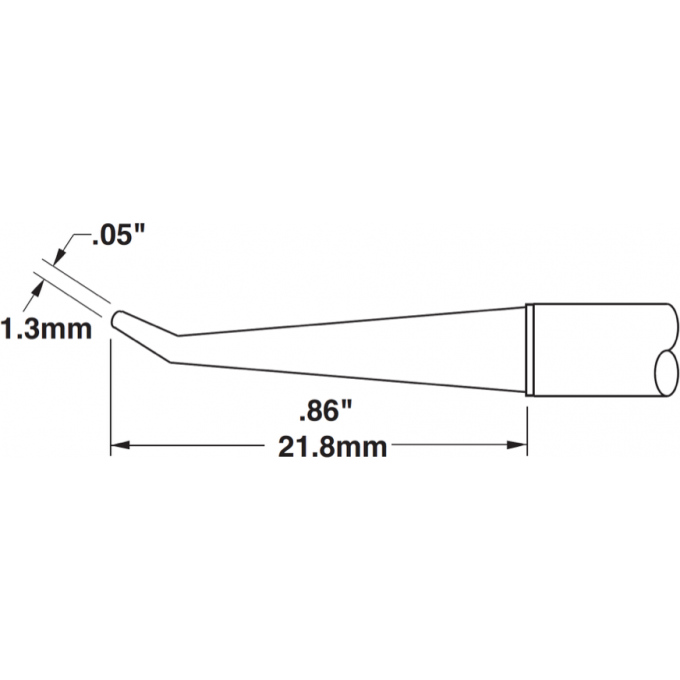Жало паяльное METCAL для MX коническое изогнутое 30° удлиненное 1.3 × 21.8 мм STTC-541