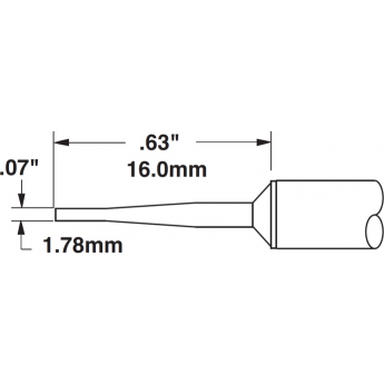 Жало паяльное клиновидное прямое удлиненное METCAL для MX 60° 1.78 × 16.0 мм STTC-542