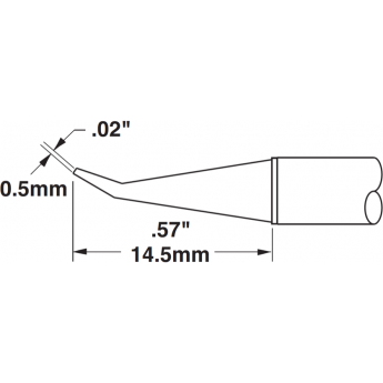 Жало паяльное METCAL MX коническое удлиненное изогнутое 30° 0.5 × 14.5 мм STTC-544