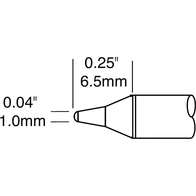 Жало паяльное коническое METCAL для MX 1.0 × 6.5 мм STTC-801P