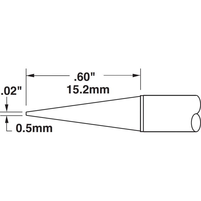 Жало паяльное коническое удлиненное METCAL для MX 0.5 × 15.2 мм STTC-843