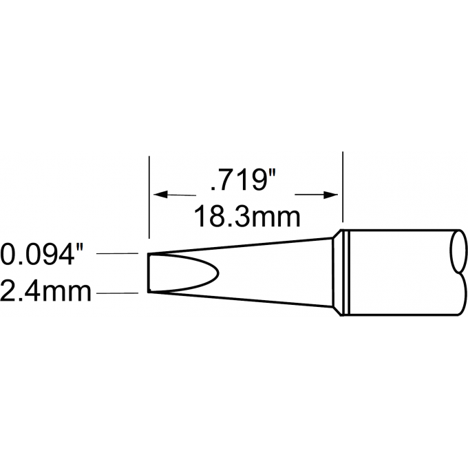 Жало паяльное клиновидное прямое METCAL для PS900 2.4 × 18.3 мм STV-CH24A