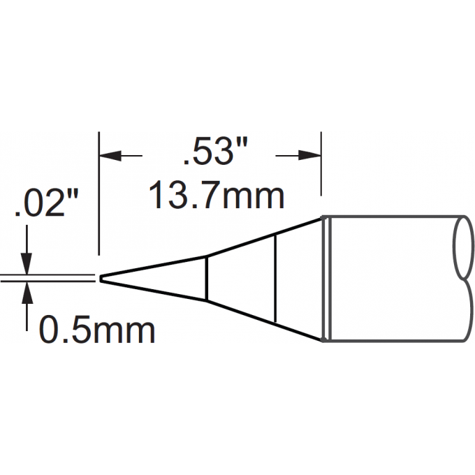 Жало паяльное коническое METCAL для PS900 0.5 × 8.5 мм STV-CN05