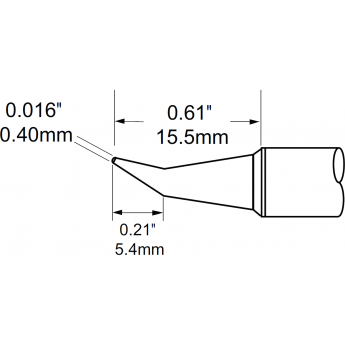 Жало паяльное коническое изогнутое METCAL для PS900 0.4 × 15.5 мм STV-CNB04A