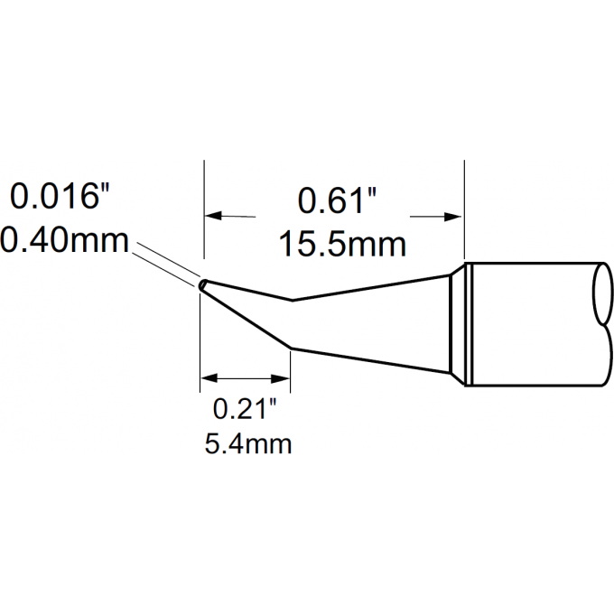 Жало паяльное коническое изогнутое METCAL для PS900 0.4 × 15.5 мм STV-CNB04A