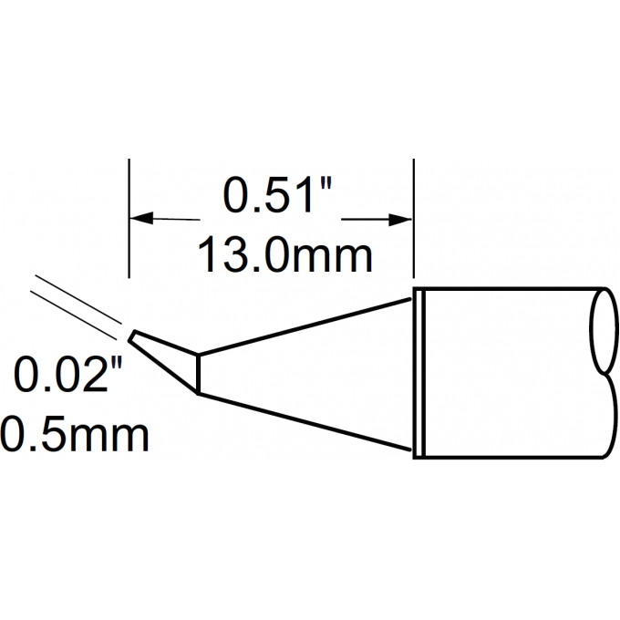 Жало паяльное коническое изогнутое METCAL для PS900 0.5 × 13 мм STV-CNB05