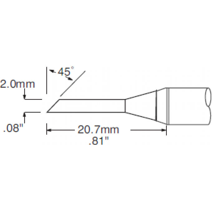Жало паяльное METCAL для PS900 миниволна удлиненная 2.0 × 20.7 мм STV-DRH420AR