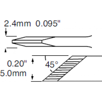 Жало паяльное косой нож METCAL для PS900 4.5 × 15.1 мм STV-DRK45A