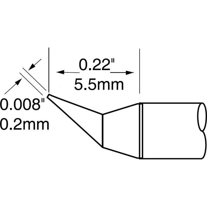 Жало паяльное коническое изогнутое METCAL для CV-UF 0.2 × 5.6 мм UFC-6CN5502R