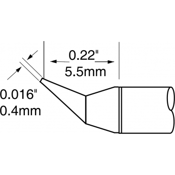 Жало паяльное коническое изогнутое METCAL для CV-UF 0.4 × 5.6 мм UFC-6CN5504R