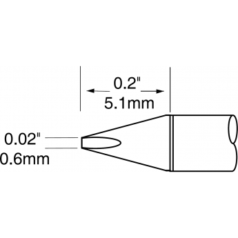 Жало паяльное клиновидное прямое METCAL для CV-UF 0.6 × 5.1 мм UFC-7CH5106S