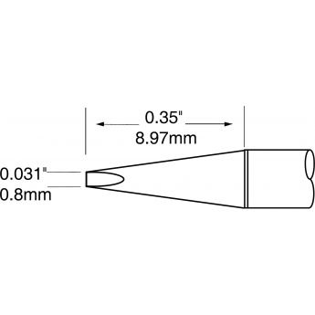 Жало паяльное клиновидное прямое METCAL для CV-UF 0.8 × 9.0 мм UFC-7CH9008S