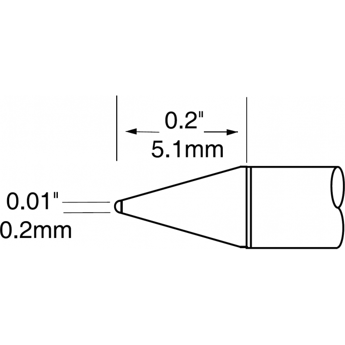 Жало паяльное коническое METCAL для CV-UF 0.2 × 5.1 мм UFC-7CN5102S