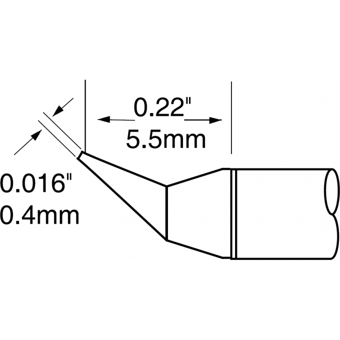 Жало паяльное METCAL для CV-UF коническое изогнутое 0.4 × 5.6 мм UFC-7CN5504R