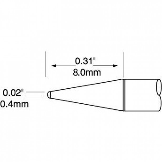 Жало паяльное коническое удлиненное METCAL для CV-UF 0.4 × 8.0 мм UFC-7CN8004S