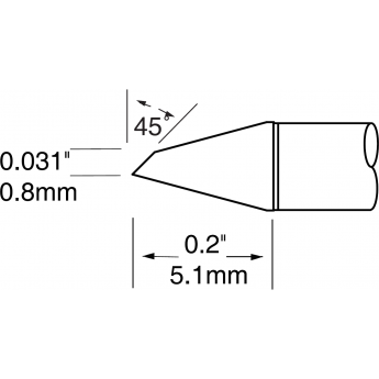 Жало паяльное миниволна METCAL для CV-UF 45° 0.8 × 5.1 мм UFC-7HF5108S