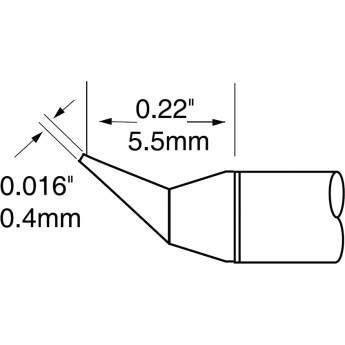 Жало паяльное коническое изогнутое METCAL для MX-UF 0.4 × 5.5 мм UFTC-6CNB04
