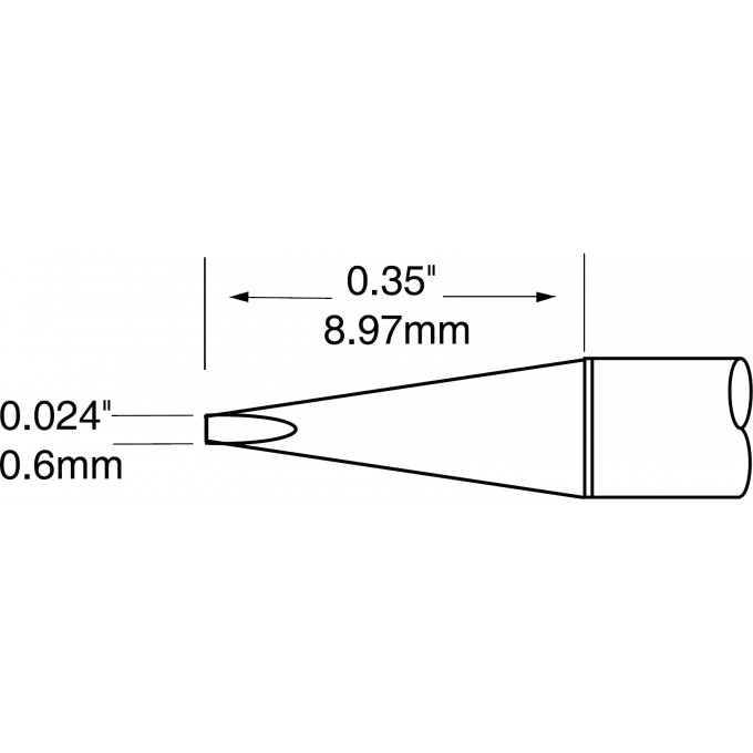 Жало паяльное клиновидное прямое METCAL для MX-UF 0.6 × 9.0 мм UFTC-7CHL06