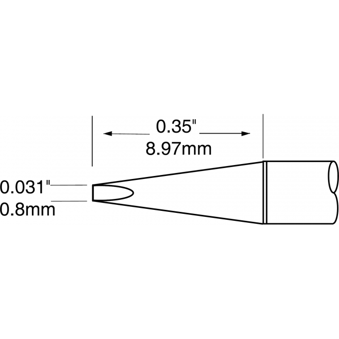 Паяльное жало METCAL клиновидное прямое для MX-UF 0.8 × 9.0 мм UFTC-7CHL08