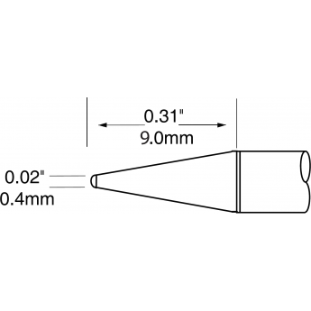 Жало паяльное коническое удлиненное METCAL для MX-UF 0.4 × 9.0 мм UFTC-7CNL04