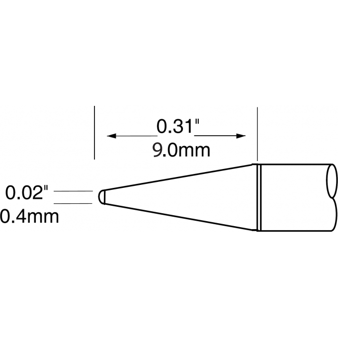 Жало паяльное коническое удлиненное METCAL для MX-UF 0.4 × 9.0 мм UFTC-7CNL04